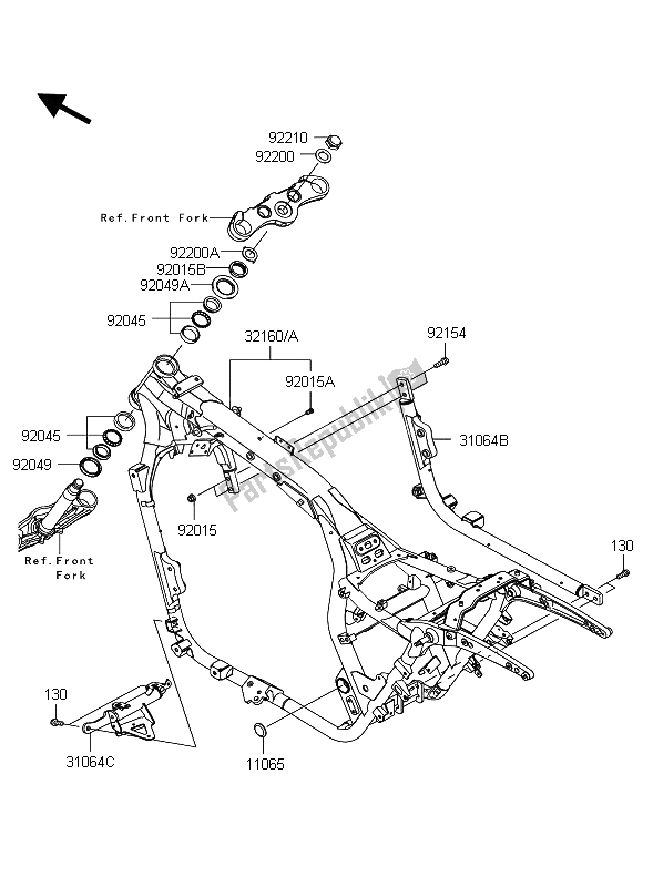 All parts for the Frame of the Kawasaki VN 1700 Classic Tourer ABS 2012