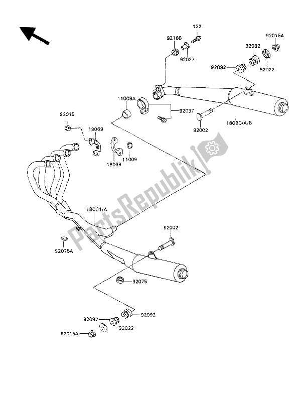 Todas as partes de Silencioso do Kawasaki ZZ R 1100 1991