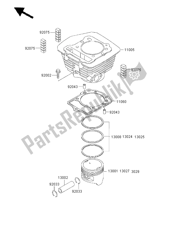 Toutes les pièces pour le Cylindre Et Piston du Kawasaki KVF 300 4X4 2000