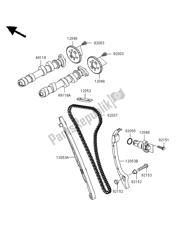 Todas as partes de árvore De Cames E Tensor do Kawasaki ER 6N ABS 650 2006