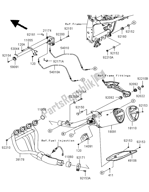Todas las partes para Silenciador de Kawasaki Z 750R ABS 2011