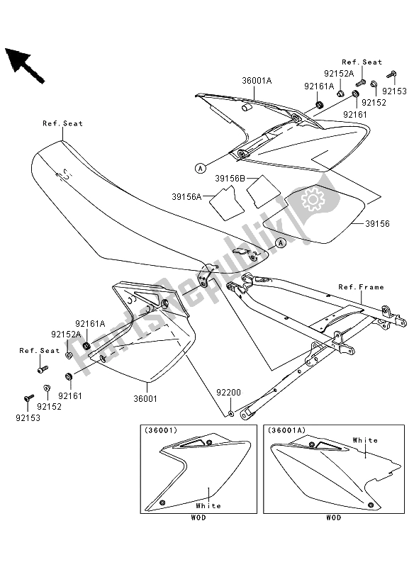 All parts for the Side Covers of the Kawasaki KLX 450R 2012