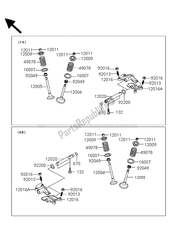 All parts for the Valve(s) of the Kawasaki KFX 700 2004