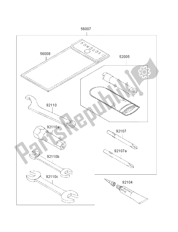 Alle onderdelen voor de Eigenaars Tools van de Kawasaki KLF 300 4X4 2002