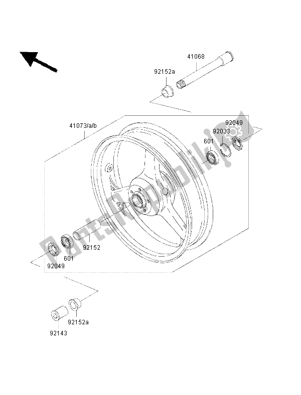 Tutte le parti per il Mozzo Anteriore del Kawasaki Ninja ZX 6R 600 2002