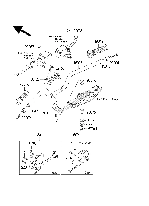 Todas las partes para Manillar de Kawasaki ZRX 1200S 2001