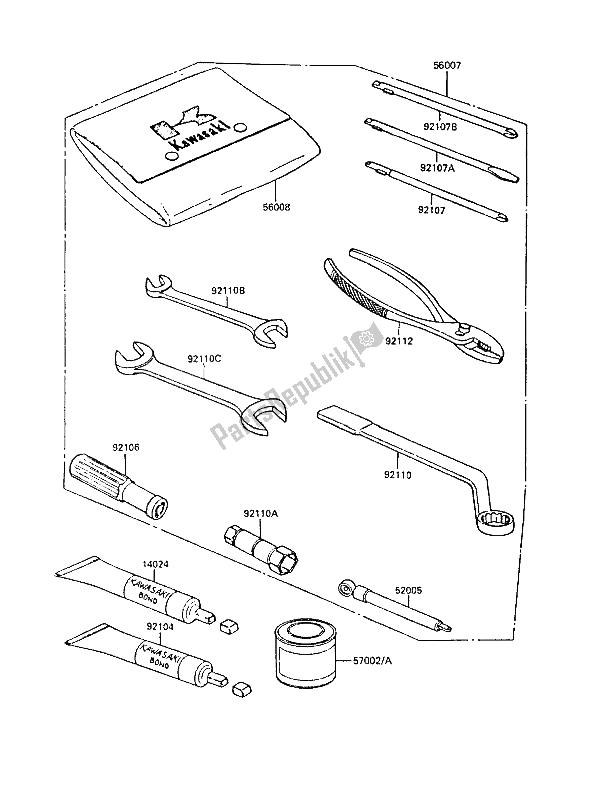 Todas las partes para Herramientas De Propietarios de Kawasaki Z 1300 1986