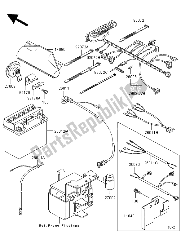 Tutte le parti per il Equipaggiamento Elettrico Del Telaio del Kawasaki KLF 300 2002