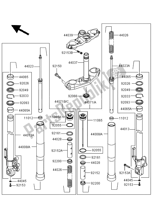 Todas as partes de Garfo Dianteiro do Kawasaki Versys ABS 650 2007