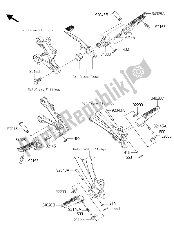 Tutte le parti per il Poggiapiedi del Kawasaki Ninja ZX 6R ABS 600 2015