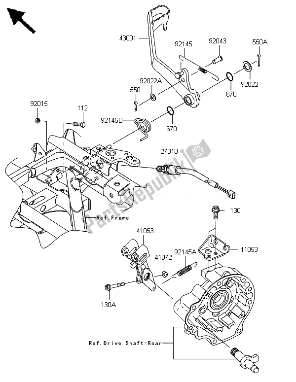 All parts for the Brake Pedal of the Kawasaki Brute Force 650 4X4I 2014