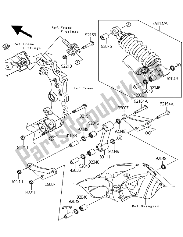All parts for the Suspension & Shock Absorber of the Kawasaki Ninja ZX 10R ABS 1000 2011