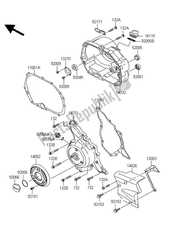 All parts for the Engine Cover of the Kawasaki KLX 110 2013