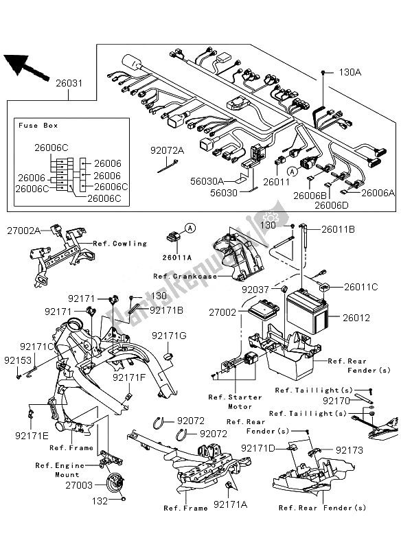 Alle onderdelen voor de Chassis Elektrische Apparatuur van de Kawasaki Versys ABS 650 2011