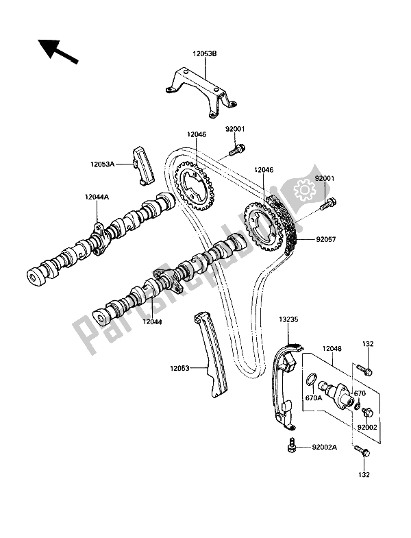 Todas las partes para árbol De Levas Y Tensor de Kawasaki Voyager XII 1200 1991