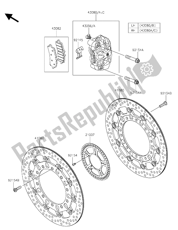 Wszystkie części do Przedni Hamulec Kawasaki Ninja H2R 1000 2015