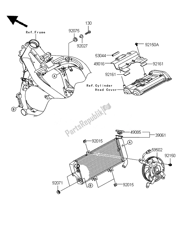 All parts for the Radiator of the Kawasaki ER 6F ABS 650 2010
