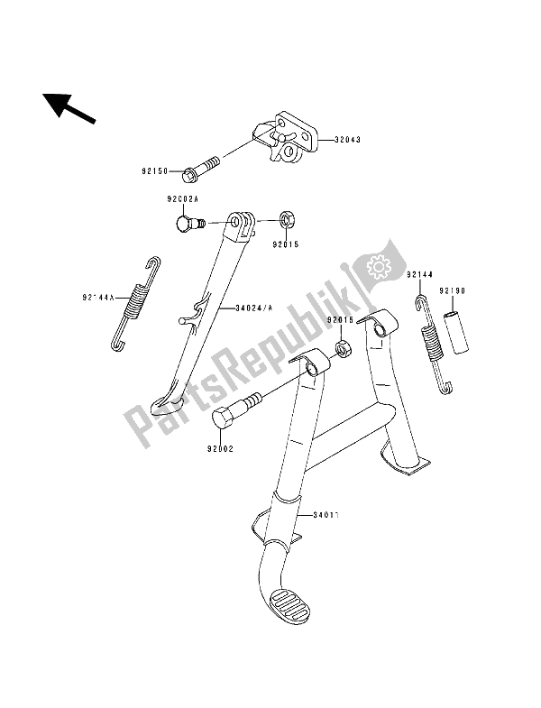 All parts for the Stand(s) of the Kawasaki ZZ R 600 1994