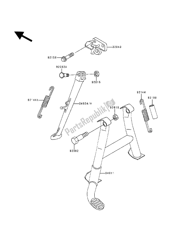 All parts for the Stand(s) of the Kawasaki ZZ R 600 1994