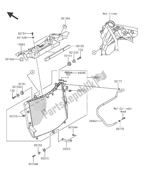 All parts for the Radiator of the Kawasaki Ninja H2R 1000 2016
