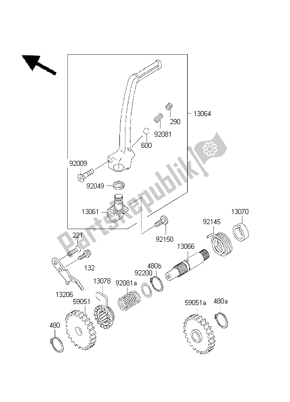 Toutes les pièces pour le Mécanisme De Kickstarter du Kawasaki KX 85 SW 2003