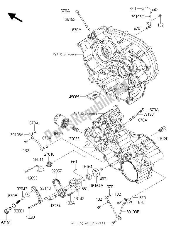 All parts for the Oil Pump of the Kawasaki Brute Force 750 4X4I EPS HFF 2015