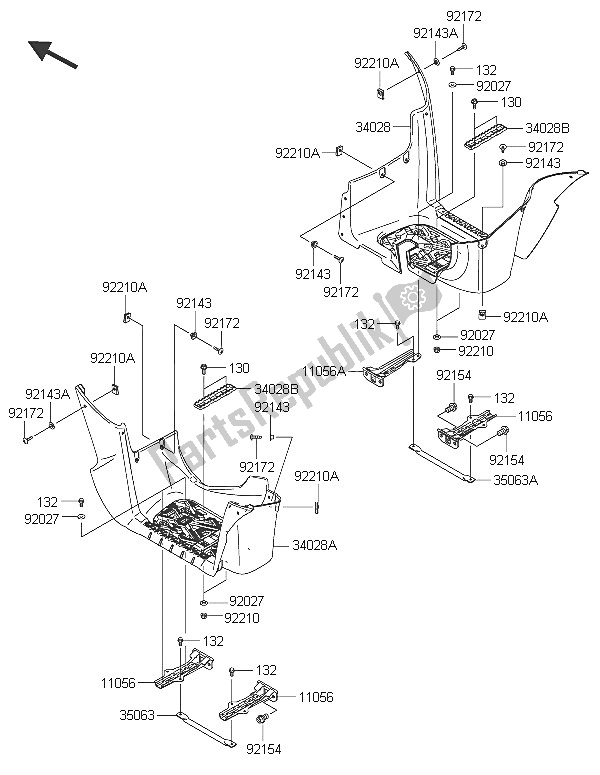 All parts for the Footrests of the Kawasaki Brute Force 750 4X4I EPS 2016