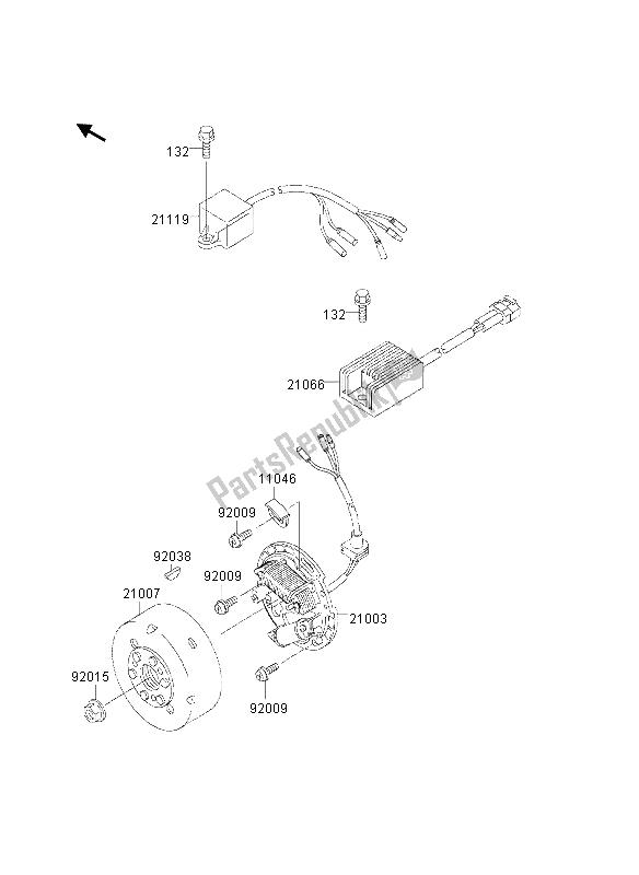 All parts for the Generator of the Kawasaki KDX 200 2000