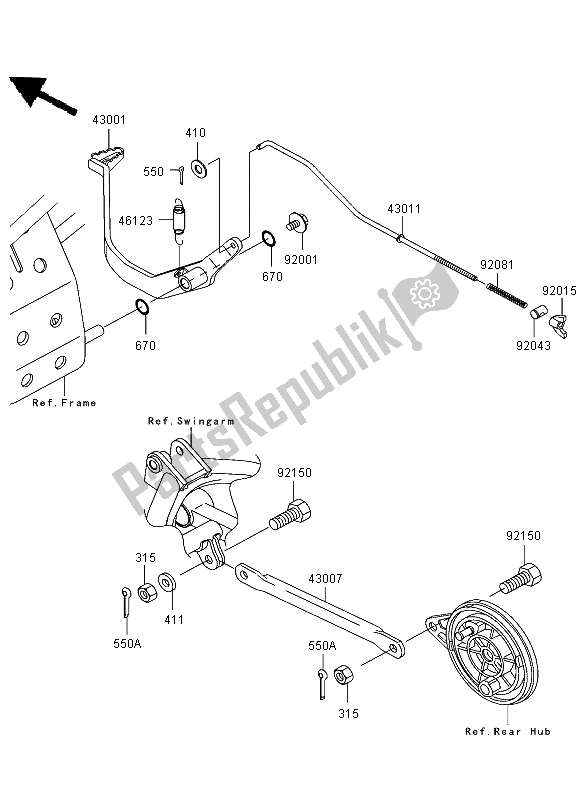 Todas as partes de Pedal De Freio do Kawasaki KLX 110 2003