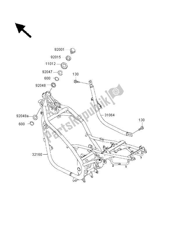 Tutte le parti per il Telaio del Kawasaki ER 500 2003