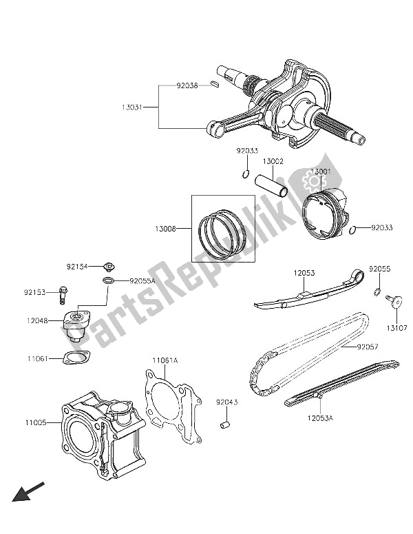 Tutte le parti per il Cilindro E Pistone del Kawasaki J 125 2016