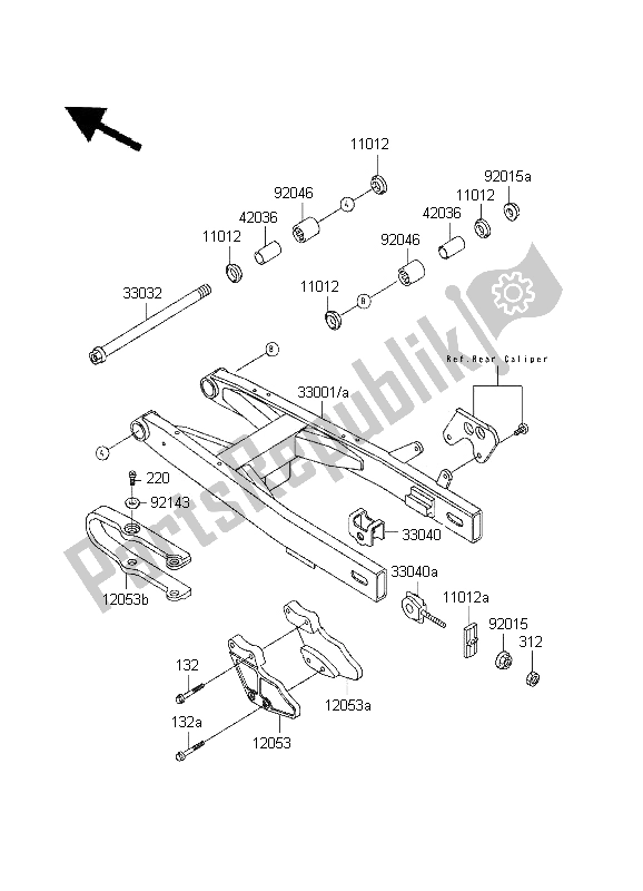 All parts for the Swingarm of the Kawasaki KX 80 SW LW 1995