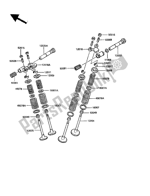 All parts for the Valve(s) of the Kawasaki KLR 250 1989