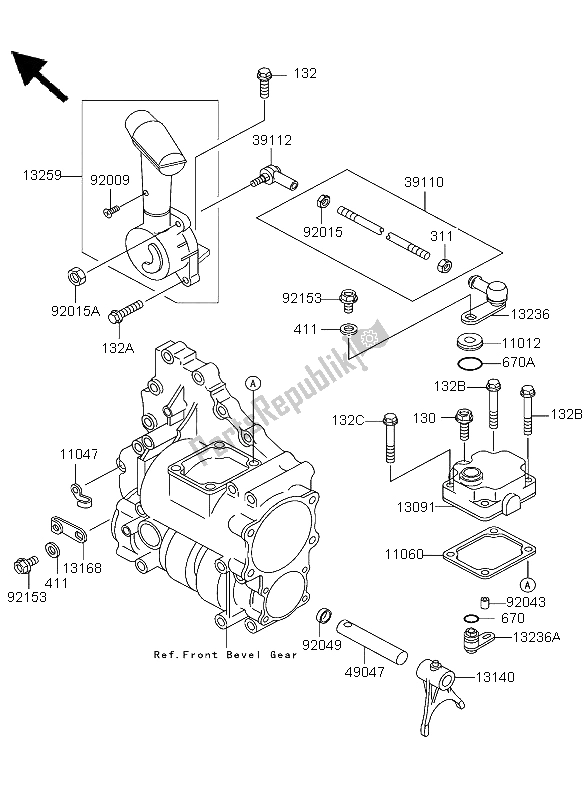 Todas as partes de Ao Controle do Kawasaki KLF 300 4X4 2003