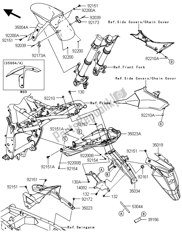 Toutes les pièces pour le Ailes du Kawasaki Z 800 ABS DEF 2014