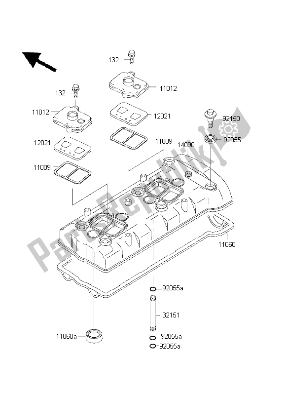 All parts for the Cylinder Head Cover of the Kawasaki Ninja ZX 7R 750 2001