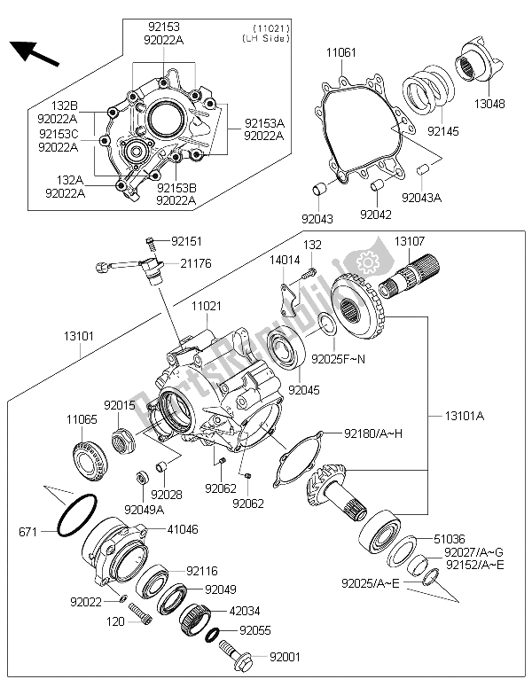 Todas las partes para Engranaje Cónico Delantero de Kawasaki 1400 GTR ABS 2016