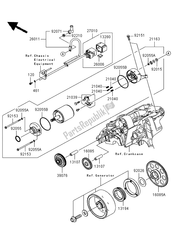 All parts for the Starter Motor of the Kawasaki Versys ABS 650 2009