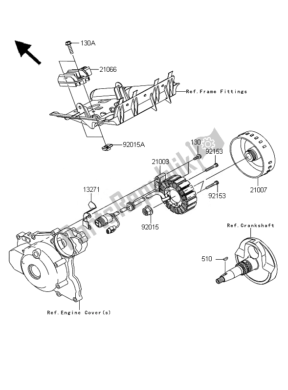 All parts for the Generator of the Kawasaki KFX 450R 2010