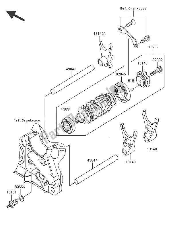 Toutes les pièces pour le Tambour De Changement De Vitesse Et Fourchette De Changement De Vitesse du Kawasaki Z 750S 2005