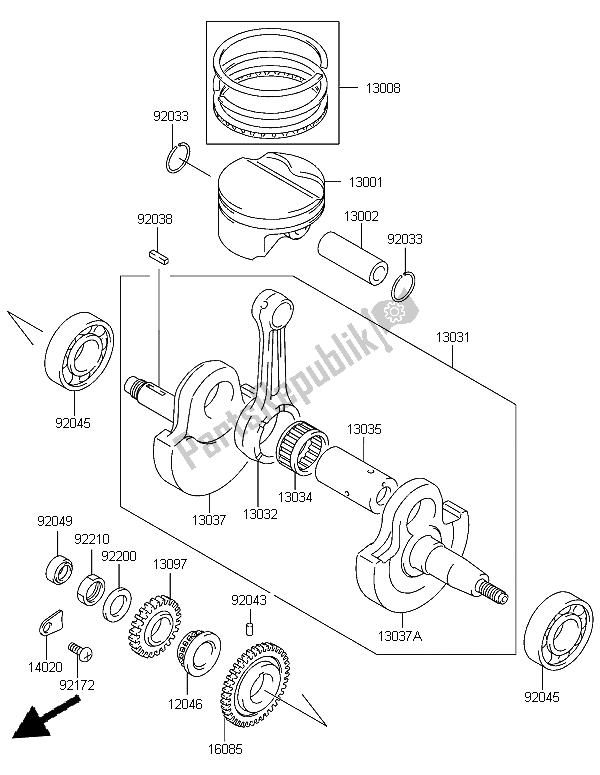 All parts for the Crankshaft & Piston(s) of the Kawasaki KFX 400 2006