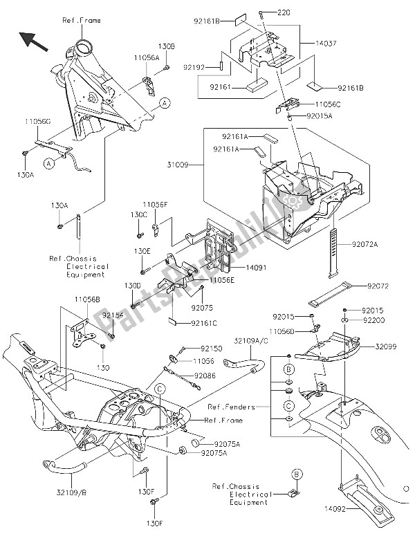 All parts for the Frame Fittings of the Kawasaki W 800 2016