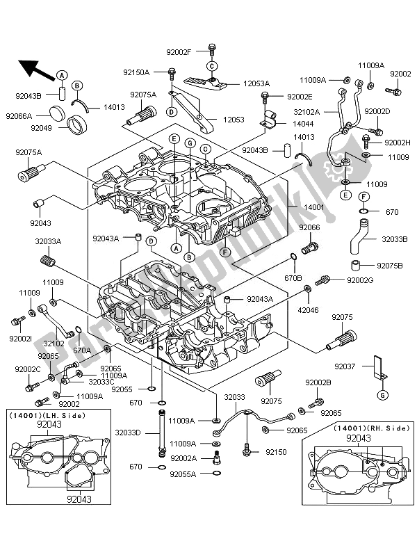 All parts for the Crankcase of the Kawasaki KLE 500 2007