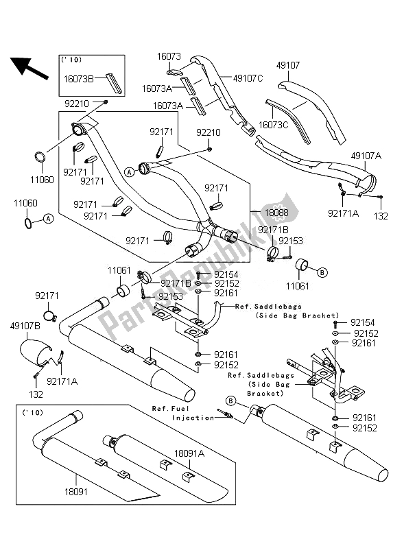 Tutte le parti per il Silenziatore del Kawasaki VN 1700 Classic Tourer ABS 2010