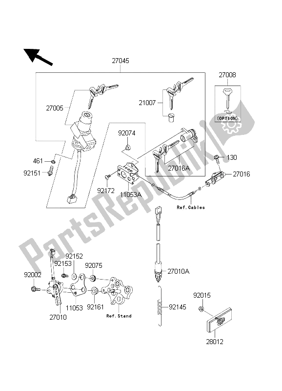 Alle onderdelen voor de Contactschakelaar van de Kawasaki Ninja ZX 6 RR 600 2003