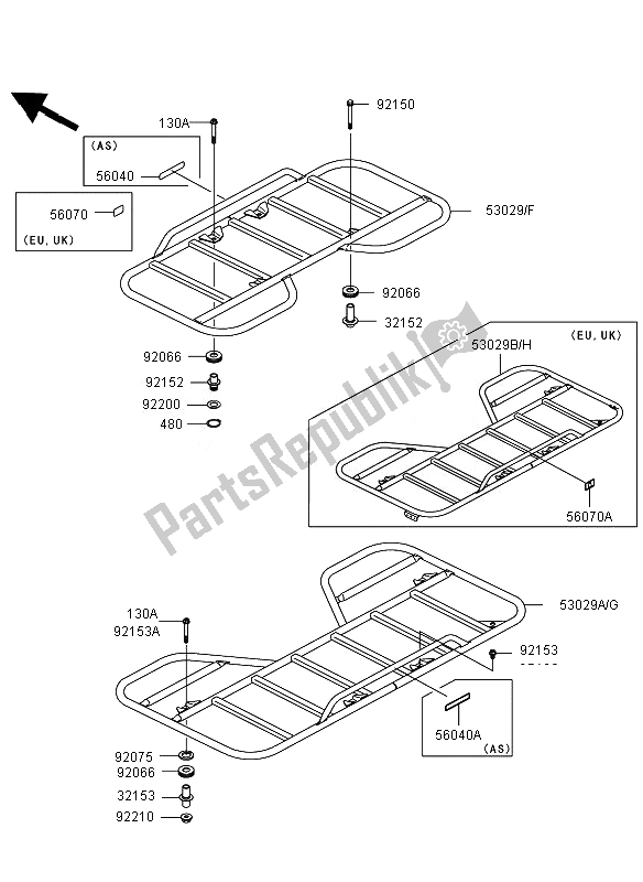 All parts for the Carrier of the Kawasaki KVF 360 4X4 2007