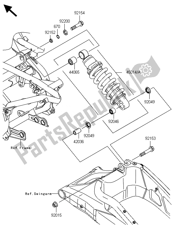 Todas as partes de Suspensão E Amortecedor do Kawasaki Versys 1000 ABS 2014