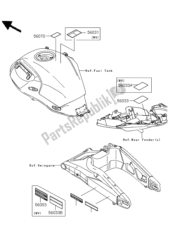 Tutte le parti per il Etichette del Kawasaki Versys 650 2012