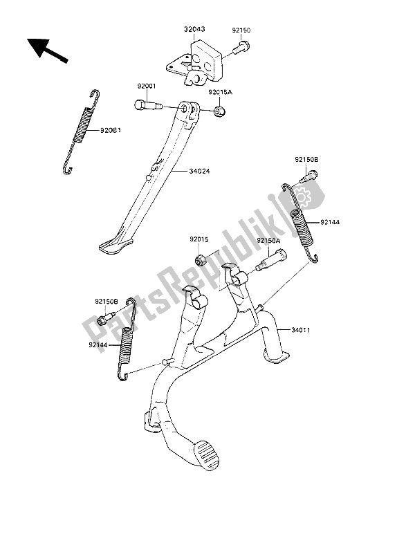 All parts for the Stand of the Kawasaki ZZ R 1100 1990