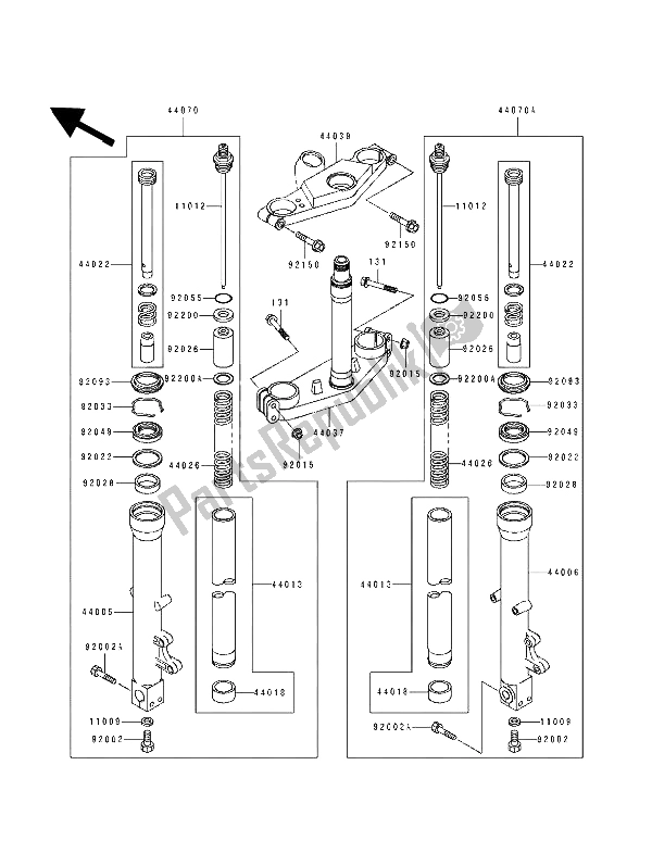 Tutte le parti per il Forcella Anteriore del Kawasaki ZZ R 1100 1993